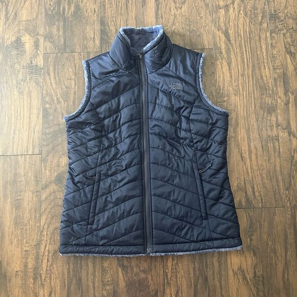 The North Face Mossbud Swirl Reversible Full Zip Up Vest Womens Large Blue - Picture 1 of 12